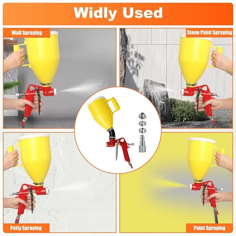 AT14 Drywall Texture Sprayer With 3L Hopper& Elbow Adapter, 4Mm 6Mm 8Mm Nozzles For Wall Ceiling Spray
