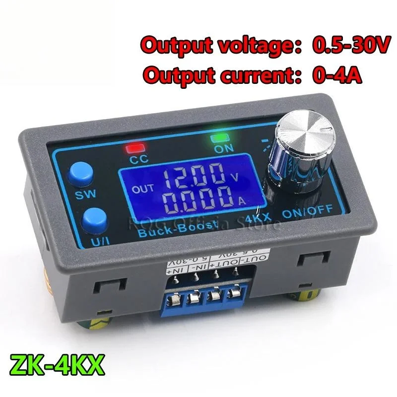 ZK-4KX CNC DC DC Buck Boost Converter CC CV 0.5-30V 4A Power Module Adjustable Regulated power supply For Solar Battery Charging