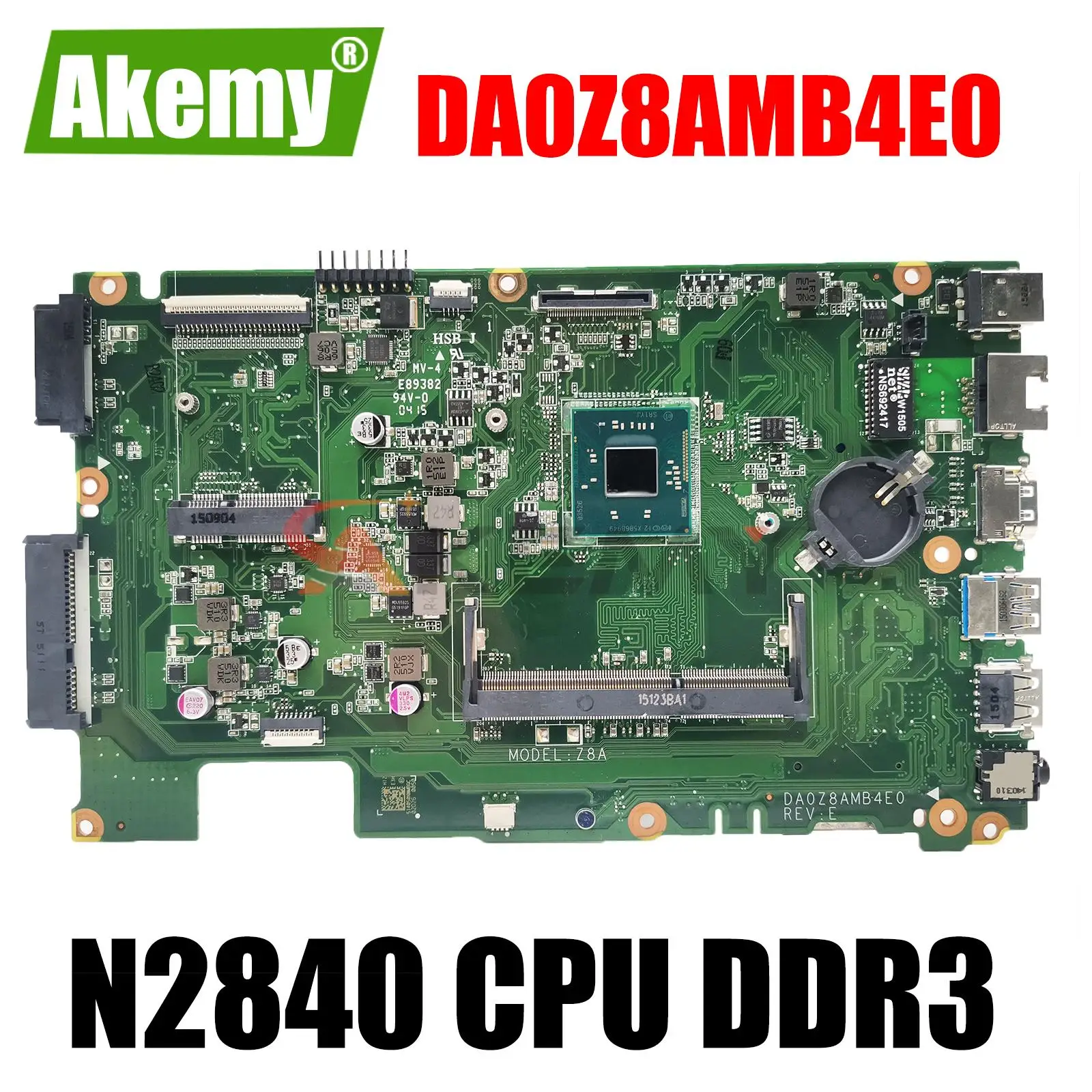 

For Acer Aspire ES1-411 Laptop PC Motherboard NBMRU11001 Celeron N2840 DDR3 DA0Z8AMB4E0 Z8A Notebook Mainboard Working