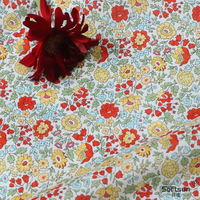 

Danjo Floral 100% Cotton 80S Like Liberty Fabric Digital Printing For Sewing Cloth Dresses Skirt Kids Designer Poplin