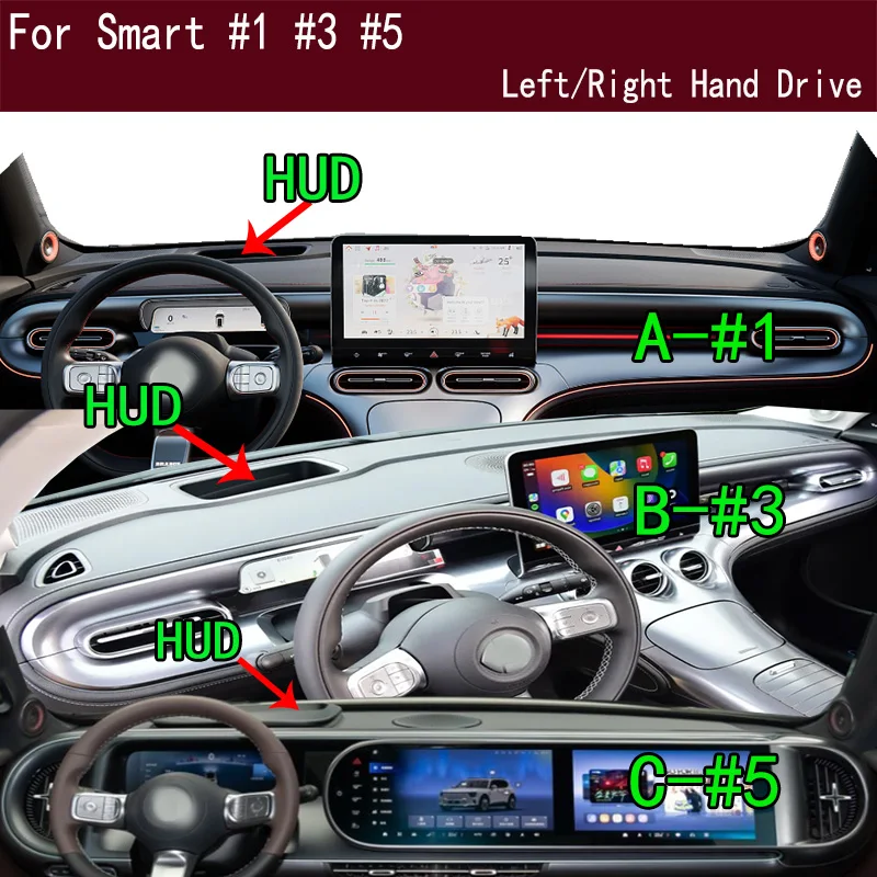 

For Smart #1 #3 #5 Dash Mat Dashmat Dashboard Cover Instrument Panel Sunscreen Pad Ornaments