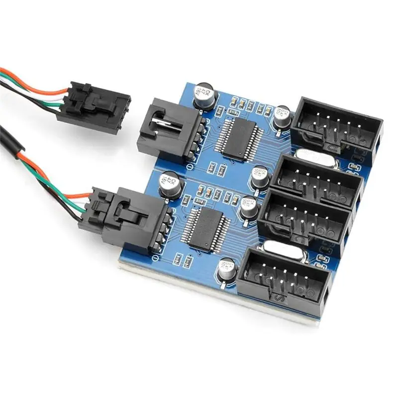 #62Z Motherboard Extension Cable,Motherboard USB 2.0 9Pin Header 1 To 4 Extension Hub Splitter Adapter (Black)