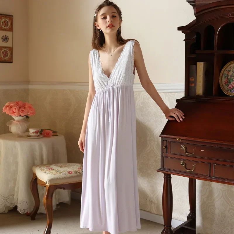 elegant-sleeveless-night-dress-summer-sexy-nightwear-stretchy-viscose-nightdress-princess-sleepwear-long-nightgown-with-bra-pad
