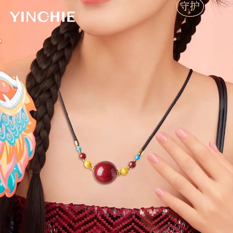 Cinnabar Lucky Bead Zodiac Year Pendant Necklace for Women Birthday Anniversary Special Gift for My Beloved Spiritual Keepsake
