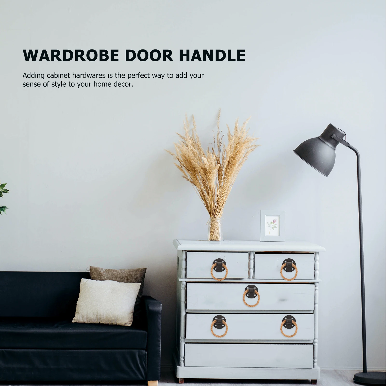 

2pcs Vintage Hemp Rope Cabinet Handles Drawer Pulls Door Knobs Retro Pull Handles Durable Iron Rope Puller For Home Furniture