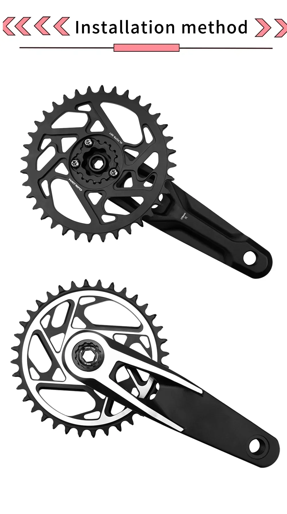 GOLDIX CNC Hohlkette mit schmalen und breiten Zähnen, 3-Bolzen-MTB-Kettenblatt, 3mm Offset, 34T 36T 38T 40T, Aluminium 7075, Fahrradzubehör – Detail 7
