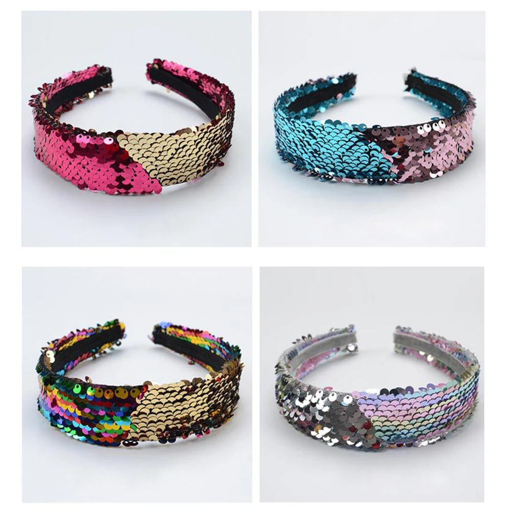 

Elegant Sequin Hair Clasp Women Girls Dual Color Design Durable Fabric Prom Party Accessory Hairb Headdress Hoop