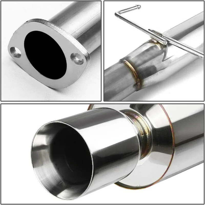 نظام عادم Catback ذو طرف كاتم صوت ملفوف مقاس 4 بوصات من Auto Dynasty متوافق مع 2004-2010 Scion tC Coupe 2.4L، من الفولاذ المقاوم للصدأ