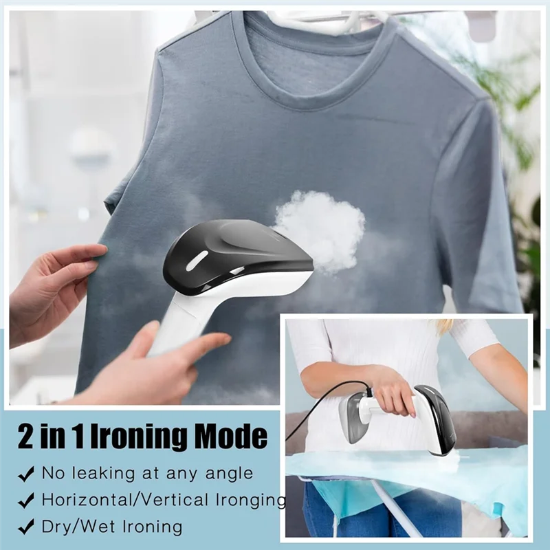 A76G-プロフェッショナル衣類スチーマー衣類1800W強力なハンドヘルドファブリックスチーマー、高速ヒートアッププレート、EUプラグ