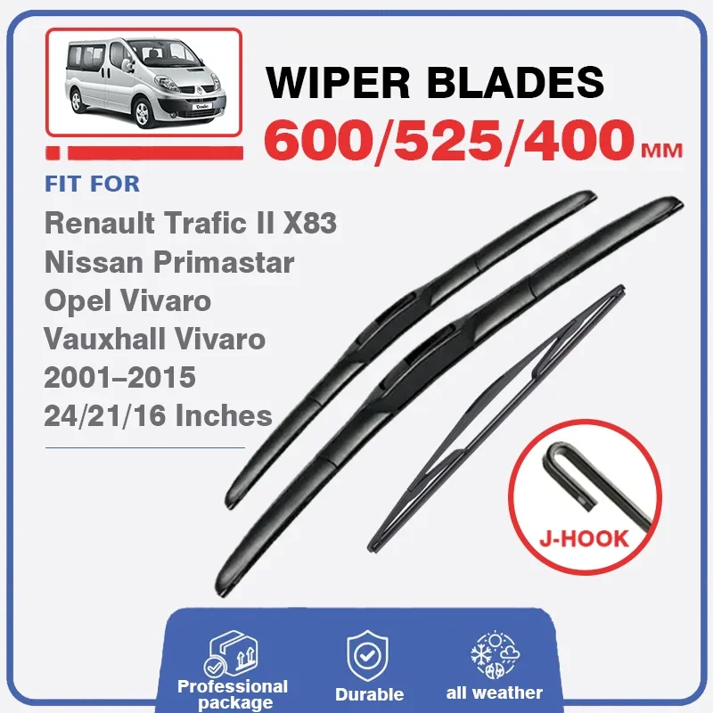 Wiper Blades For Renault Trafic 2 II X83 2001-2015 Nissan Primastar Vauxhall Opel Vivaro Front Rear Windshield Windscreen Window