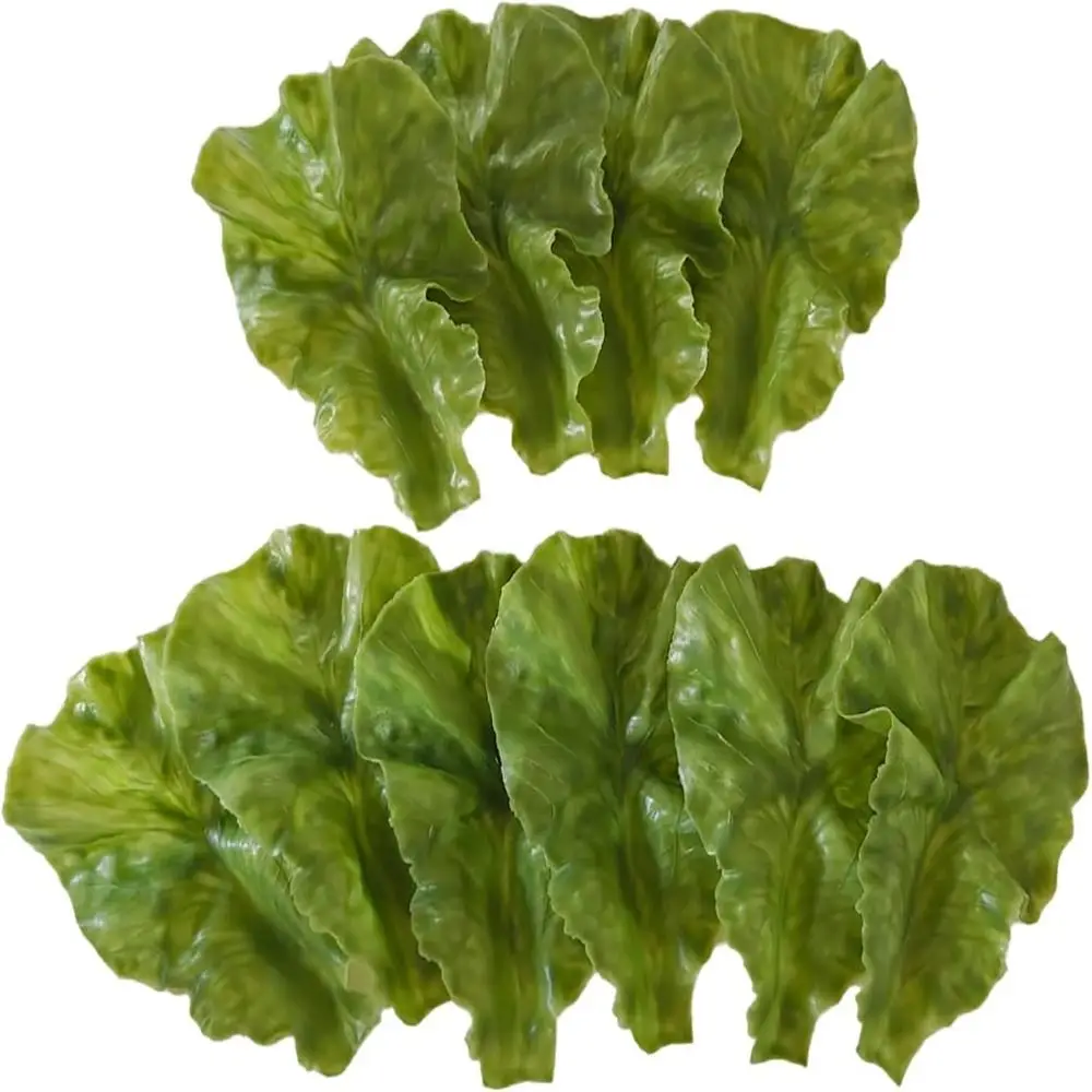 10Pcs Fake Lettuce Leaves Artificial Green Vegetables Plastic Realistic Salad for Holiday Home Kitchen Cabinet Decoration