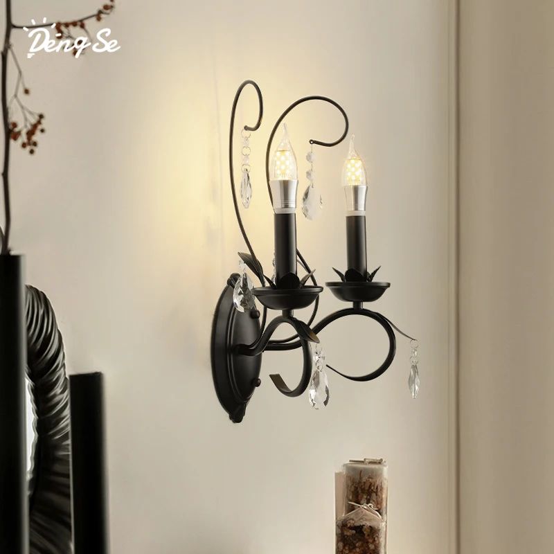 

American Vintage Wall Lamp French Living Room Background Wall Hallway Corridor Balcony Bedroom Bedside LED Art Lighting Fixtures