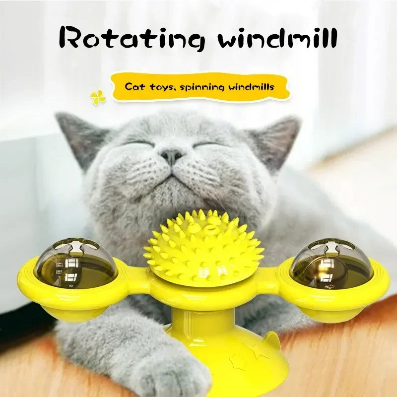 Cat Spinning Windmill Toy Light Up Spinning Mint Suction Cups Pet Teeth Grinding Teeth Cleaning Cat Chewing Self High Toys