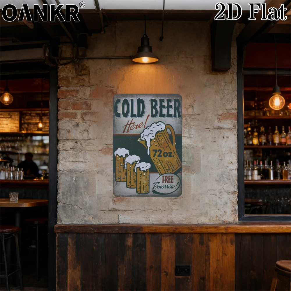 Vintage Kunst Bier-Poster Metallschild, 'Kaltbier Hier' Poster Metallschilder für Männerhöhle, Kneipe, Bar, Heim-Wanddekoration Plakette