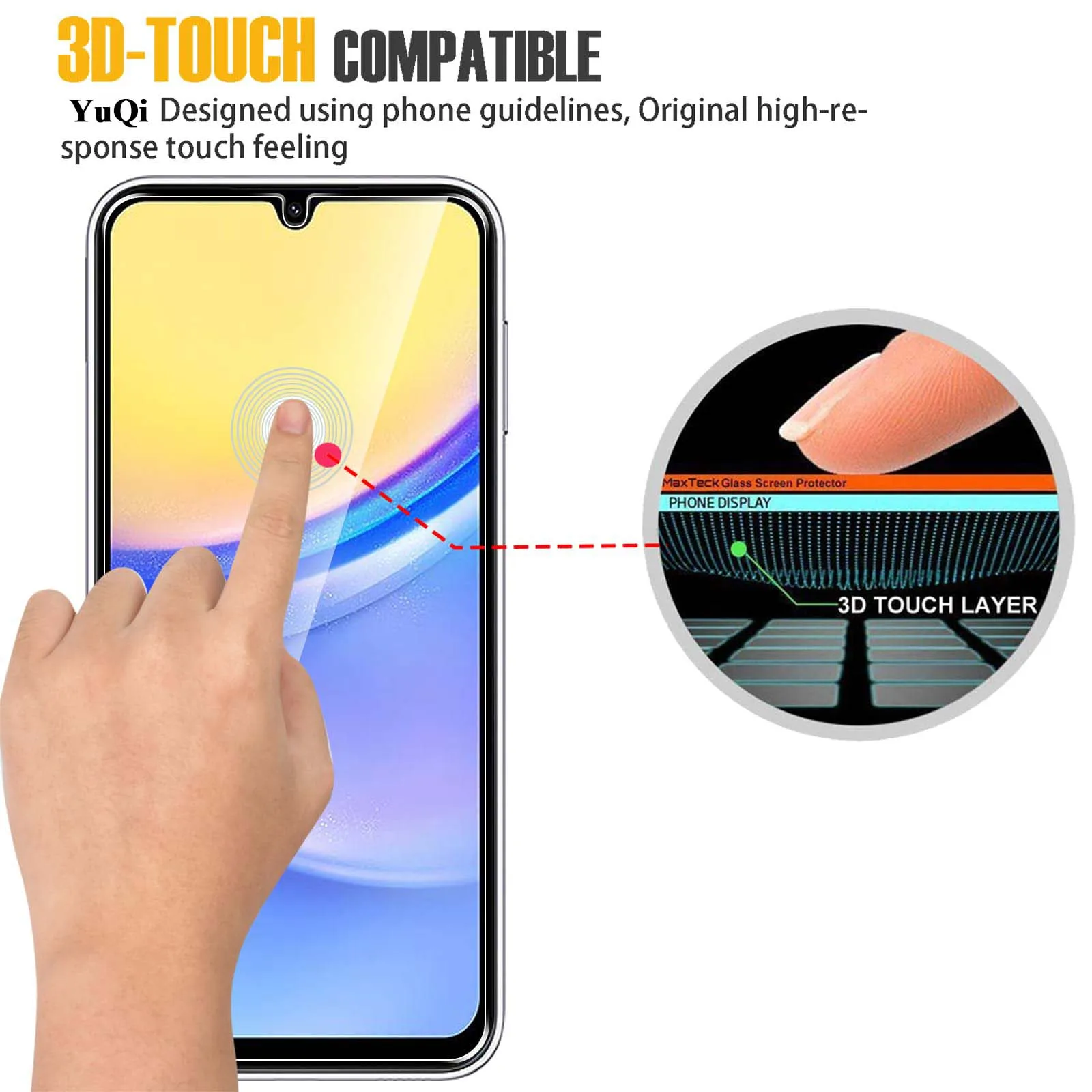 Screen Protector For Samsung Galaxy A15 4G 5G, Tempered Glass HD 9H Transparent Ultra Clear Anti Scratch Case Friendly