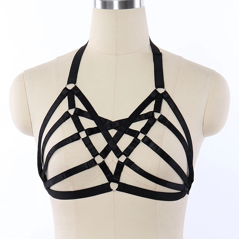 

Women Hollow Sexy Lingerie Adjustable Elastic Body Cage Crop Top Goth Harness Bra Dance Punk Erotic Rave Body Harness Belt