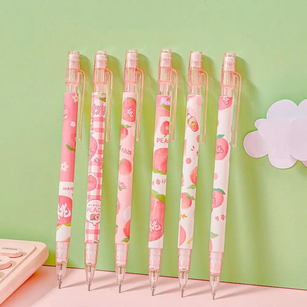 

Pencil Refill 0.5mm Mechanical Pencil Peach Animals Automatic Pencils Cartoon Cute Press Pen Stationery