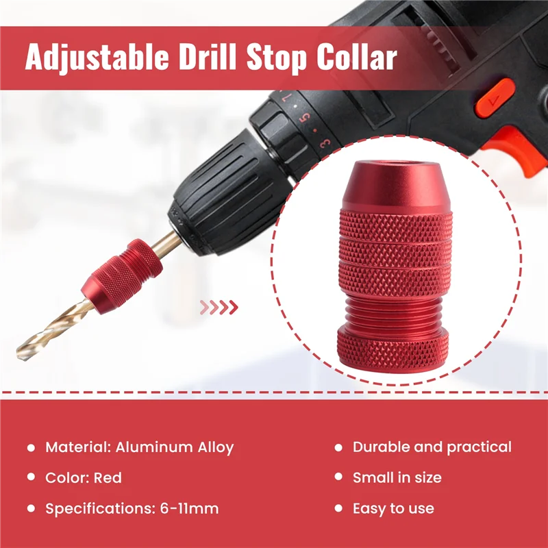 Fermata della profondità del trapano per punte da trapano, collare di arresto del trapano Anelli di limite Localizzatore Tappo di profondità per punte da trapano-B51B