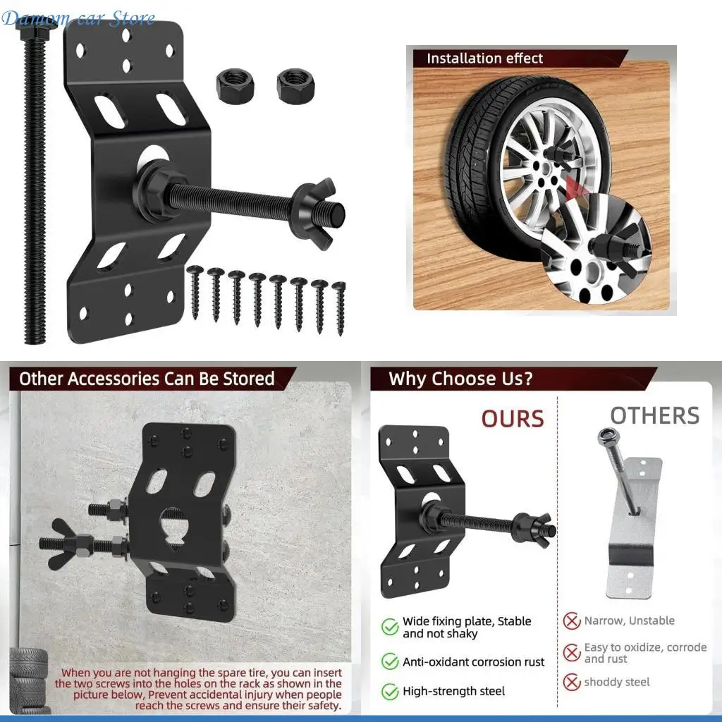 

A2UC Steel Spare Tire Wall Mount Bracket Strong Storage Solution for Enclosed Trailer