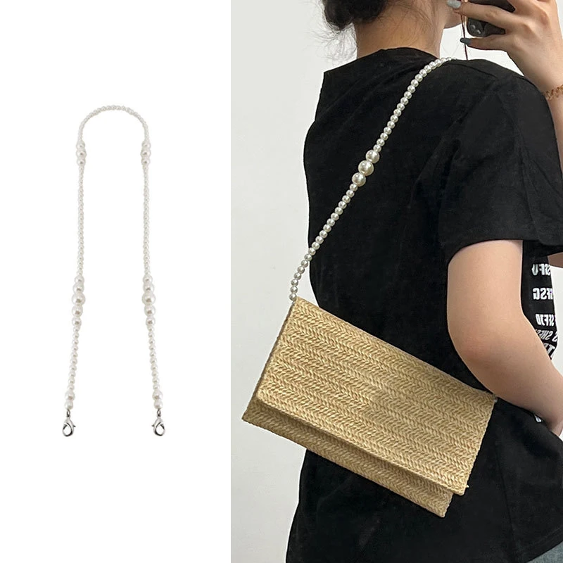 

1 Pcs Pearl Purse Strap Metal Short Handle Replacement Bag Chain Strap Pearl Handbag Chain For Purse Bag DIY Accessories