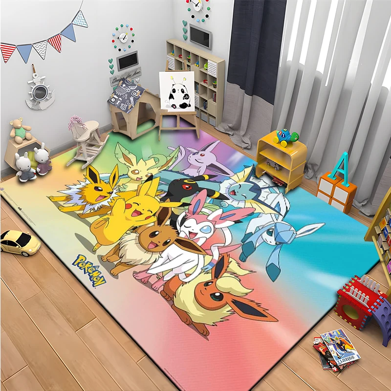 Pokemon Full Character Large Area Rug 3D Carpets Home for Living Rooms Kids Bedroom Sofa Doormat Decor Child Non-slip Floor Mats