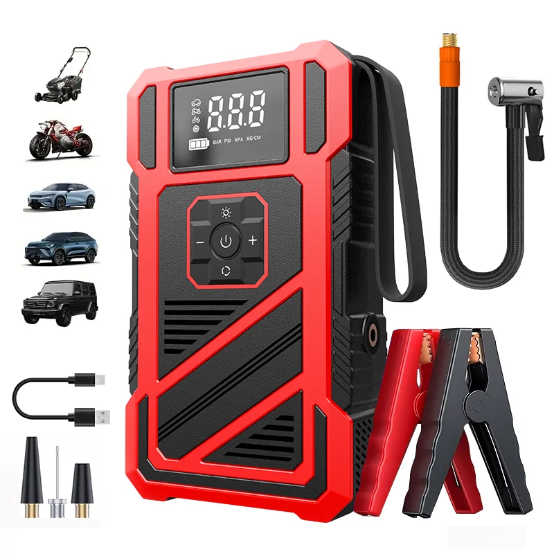 Compressore d'Aria Intelligente per Auto 150PSI con Caricabatterie d'Emergenza e Illuminazione LED per Gonfiaggio e Ricarica in Emergenza all'Aperto