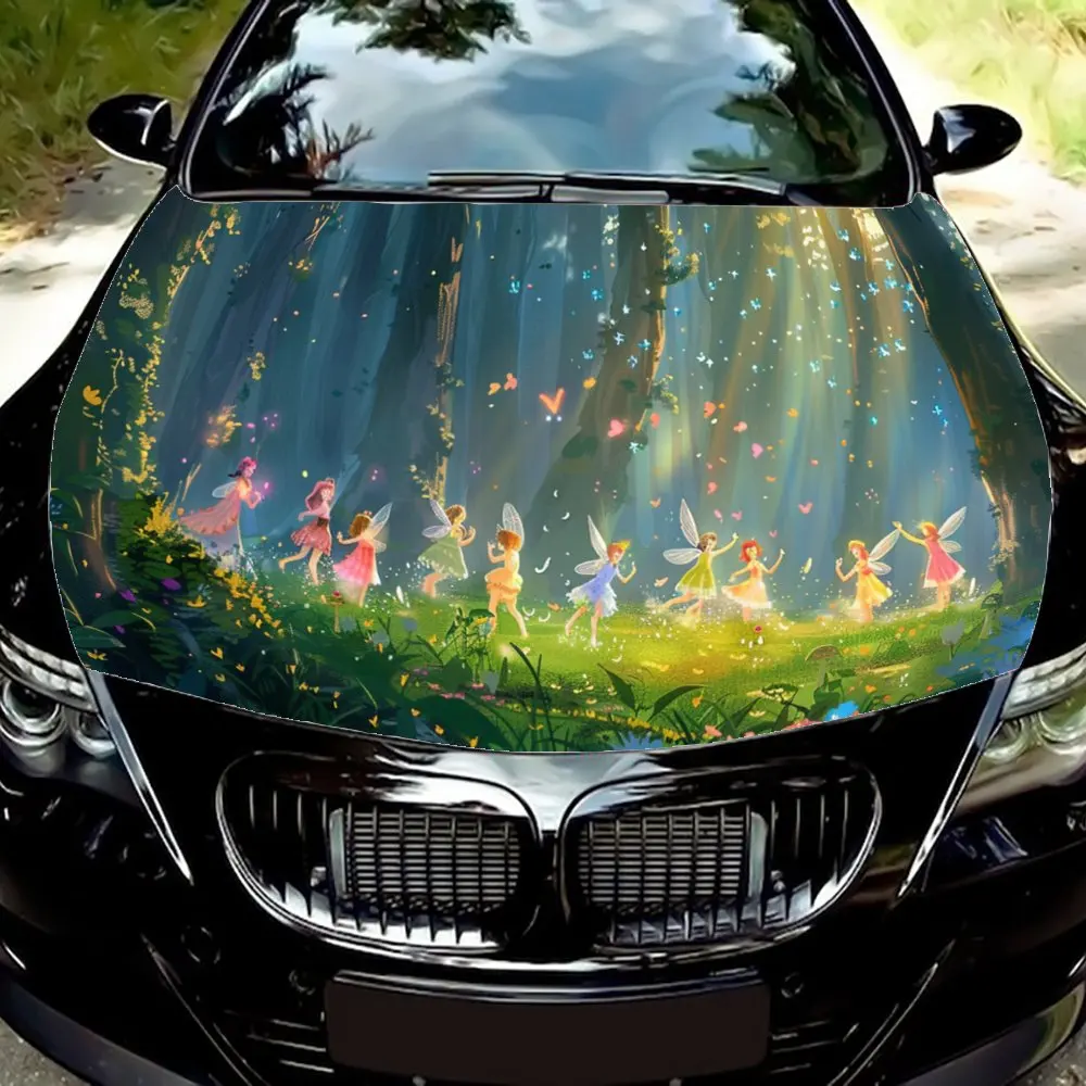 

Наклейка на капот автомобиля с принтом лесного эльфа, виниловая модификация кузова гоночного автомобиля General Motors, внешнее украшение, аксессуар De