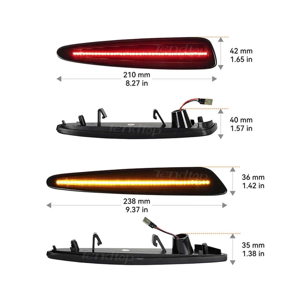 For Chevy Corvette C6 2005 2006 2007 2008 2009 2010 2011 2012 2013 Front+Rear Amber/Red LED Side Marker Light Smoked Lens