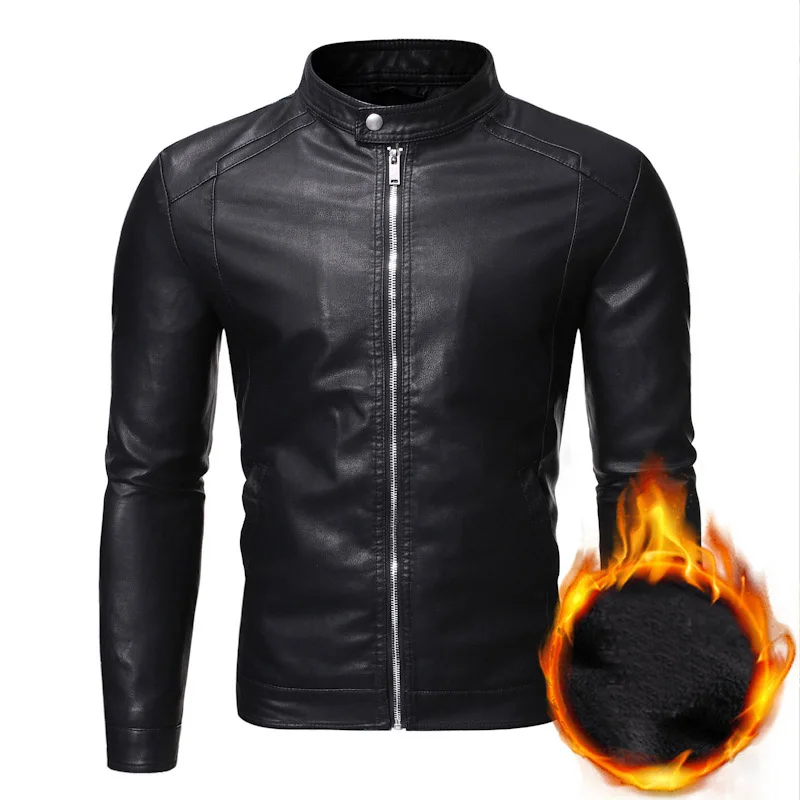 

Mens PU Leather Jacket Motorcycle Biker Men's Jackets New Autumn Winter Warm Black Outdoor Outwear Coats 5XL Plus Szie