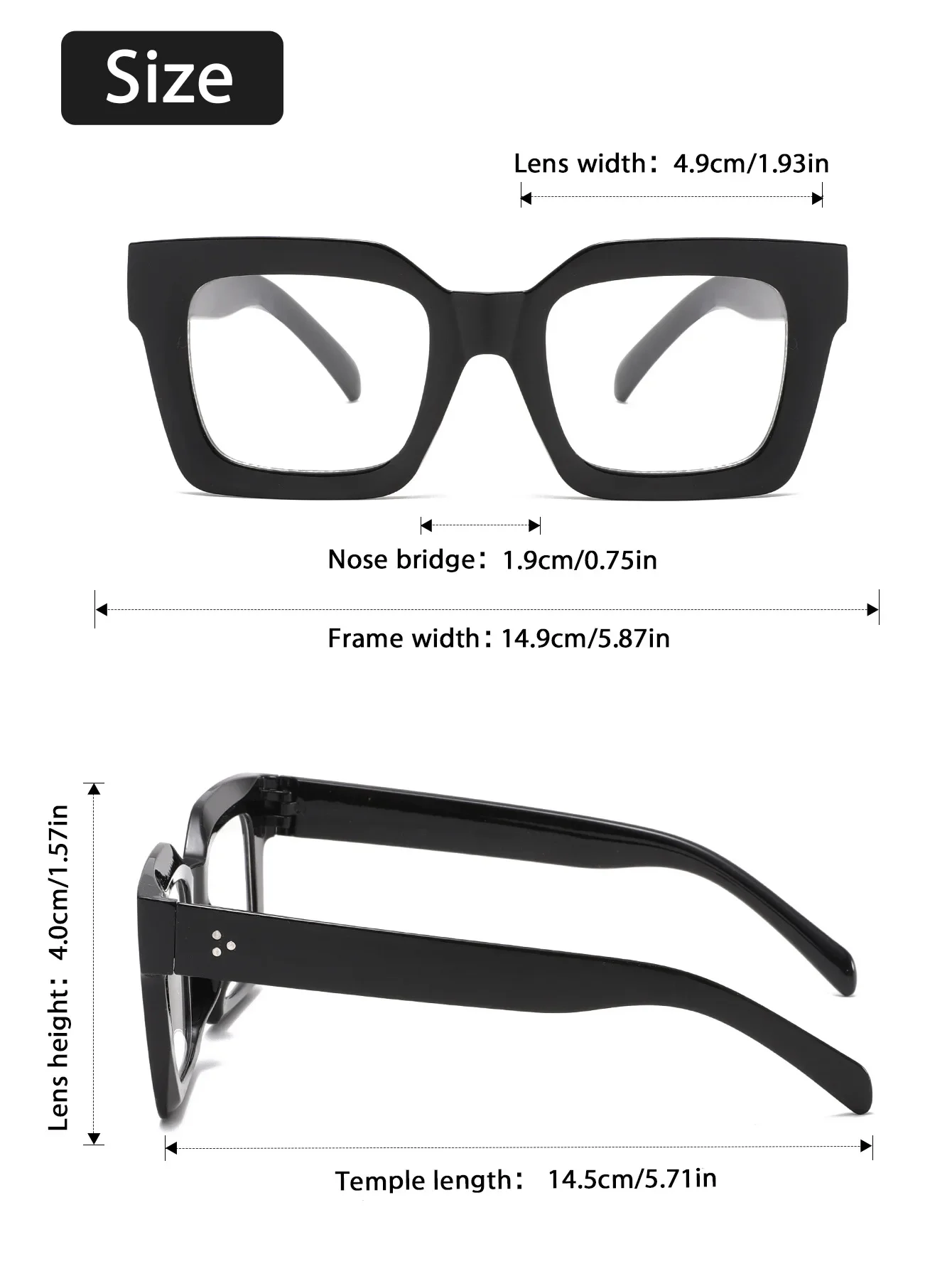 1 Stück/2 Stück trendige und modische, lässige, rechteckige Brille mit großem Rahmen, einfache und stilvolle Brille, geeignet für den täglichen Gebrauch – Detail 7