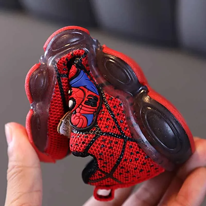 Disney primavera autunno cartone animato per bambini Anime scarpe sportive scarpe luminose a LED da ragazzo bambino abbagliante Cool Spider-Man