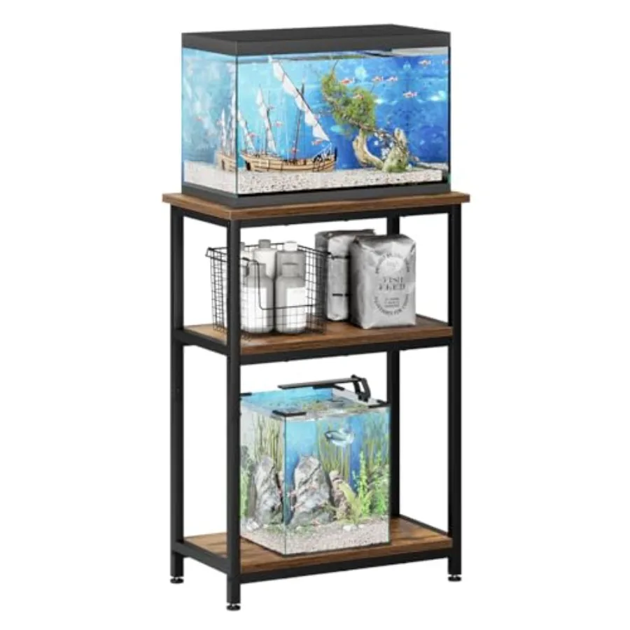 

【Spot goods】APPLOYN 5-10 Gallon Fish Tank Stand Aquarium Stand with 3-Tier Storage Shelf Heavy Duty Metal Frame for Turtle Rept