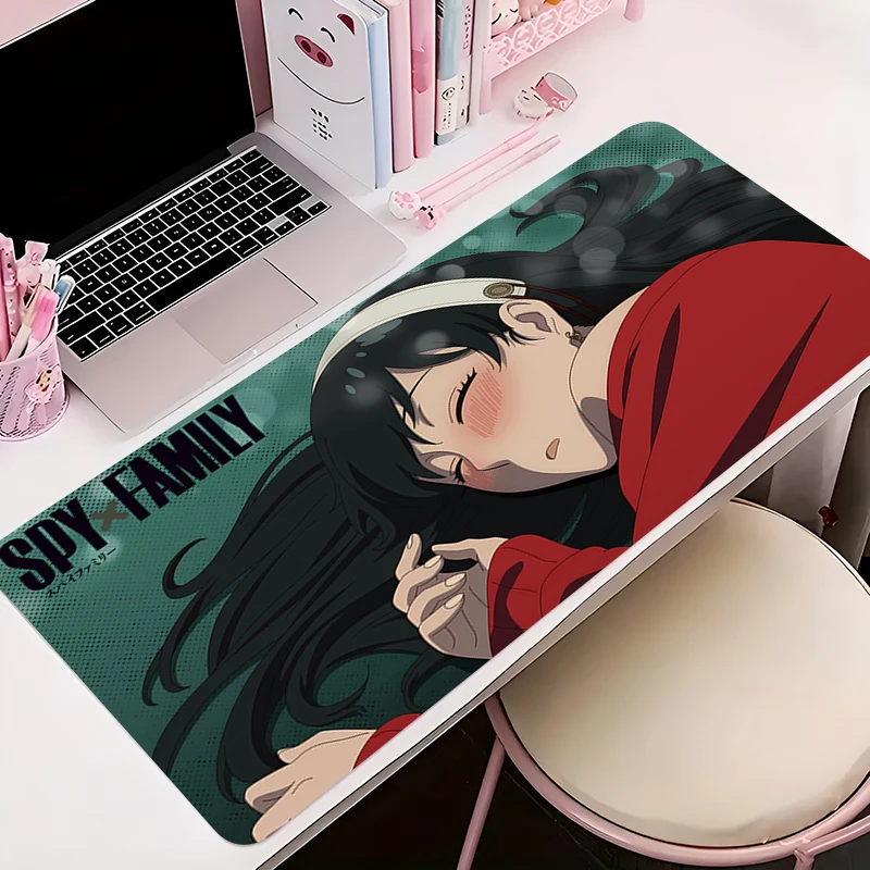 Mouse pad gamer antiderrapante anime tapete de mesa jogos acessórios para pc tablet grande hd mousepad estendido s-espião x família teclado tapete