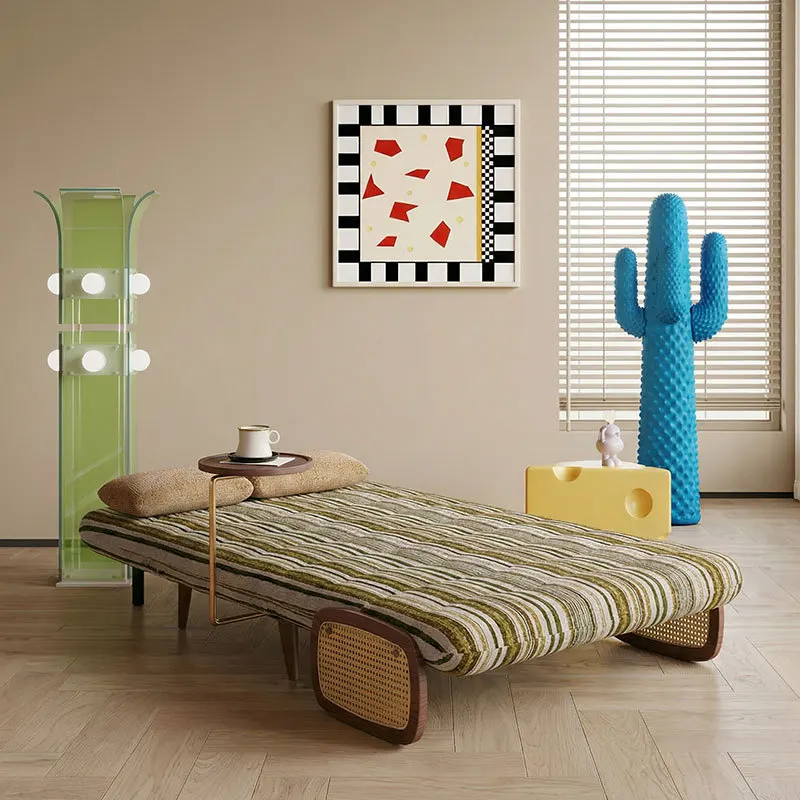 Sofa Bed Folding Integrated Dual-purpose Small Apartment Living Room Retro Single Multi-functional Sofa with Edge
