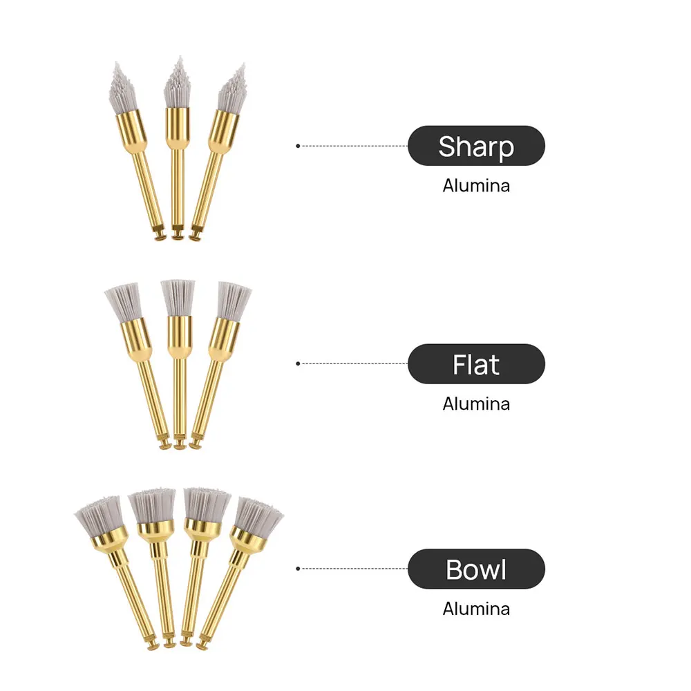 JOY DENTAL Polishing Brush Flat/Sharp/Bowl Shape Used for Stain Removal And Polishing for Contra Angle Handpiece