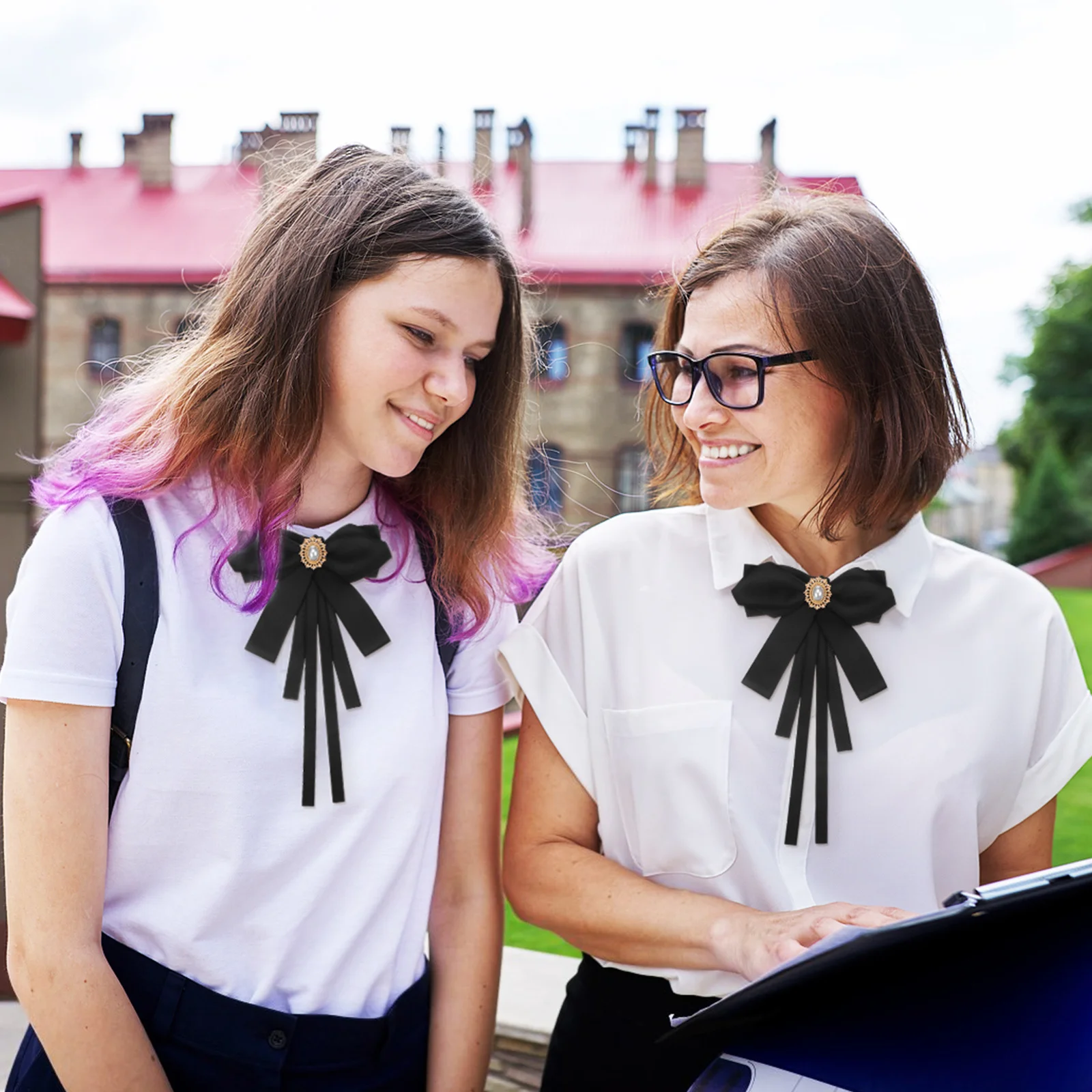 

Bow Tie for Women Adjustable Pre-Tied Ribbon Bowknot Tie Elegant Large Black Bowknot for Shirts Lolita School Uniforms Fashion