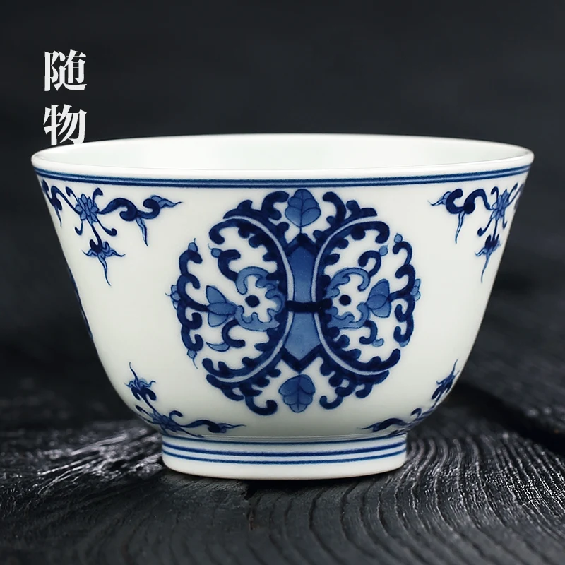 Antique Blue And White Porcelain Jingdezhen Master Pure Handmade Single Personal Cup, Bowl, Tea