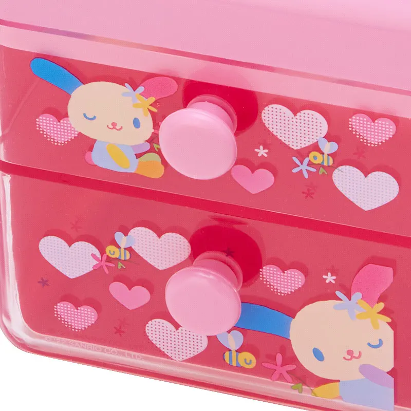 Usahana Desktop Organizer Box Anime Cute Kawaii Transparent Makeup Box Ornaments Hair Accessories PVC Drawer Storage Box