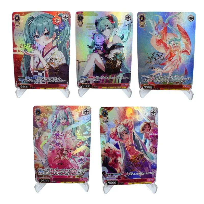 ACG Girl Hatsune Miku Kimono Series Animation Characters Self Made Refraction Flash Card Anime Classics Game Collection Card Toy