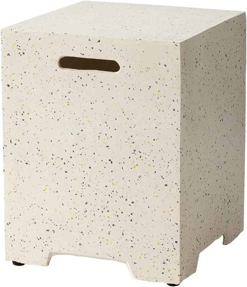 

Outdoor Hideaway Tank Table for Gas Fire Pits, Hides Standard 20lb 16-inch Propane Tank Cover w Side Handles (Terrazzo)
