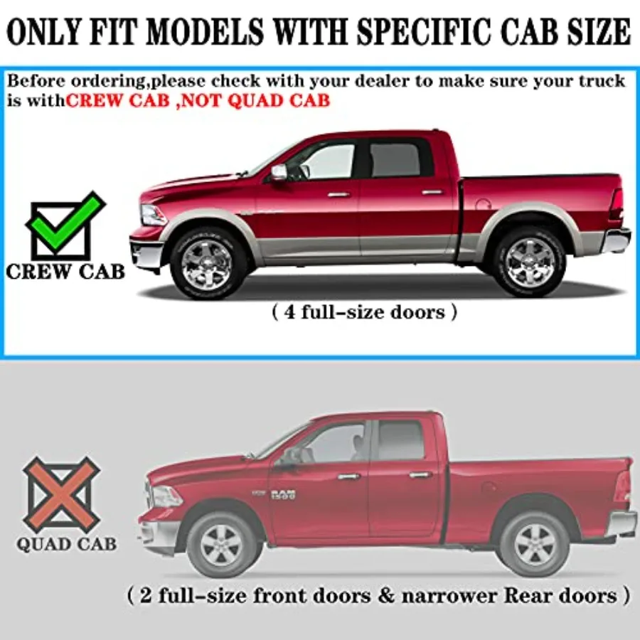 Running boards for Dodge Ram 1500 20192026 Crew Cab,aluminum, black, lightweight and corrosion-resistant