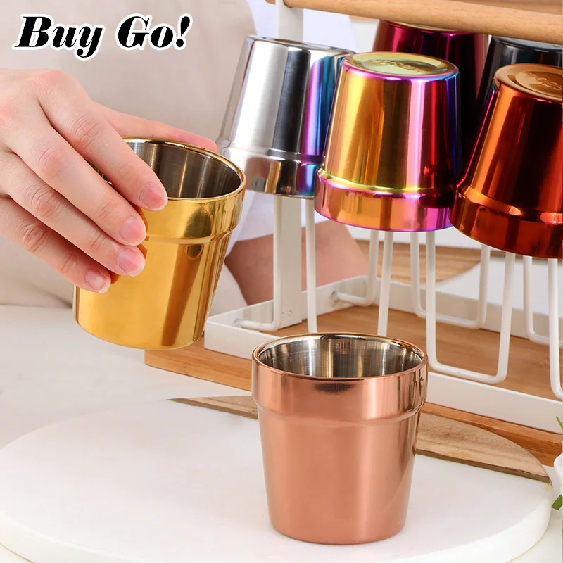 4/6/8Pcs Double Wall Stainless Steel Cups Metal Cold Beer Bar Party Coffee Mugs 175ml Tea Juice Cup Kitchen Drinkware Camping