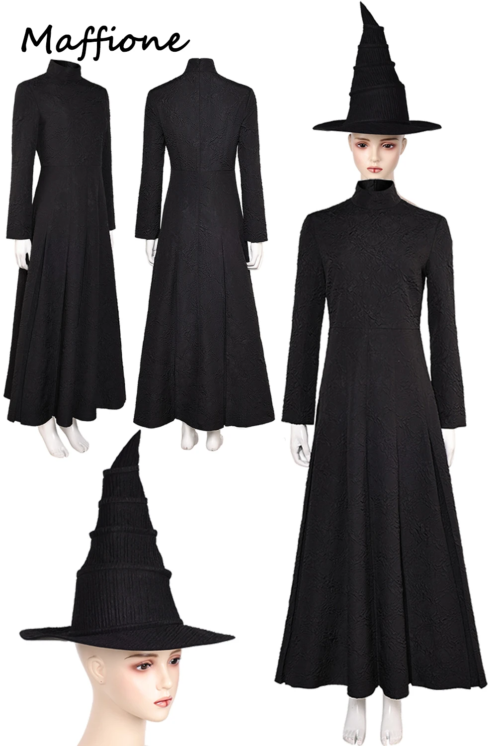 Elphaba Cosplay Black Costume 2024 Movie Wiked Disguise Women Witch Outfits Dress Hat Full Set Clothing Halloween Party Suits