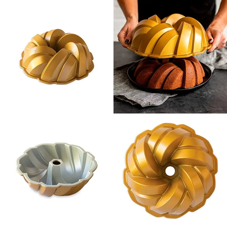 

NW 95577 75th Anniversary Braided Rope Bundt Cake Pan, Gold 12 Cup Capacity