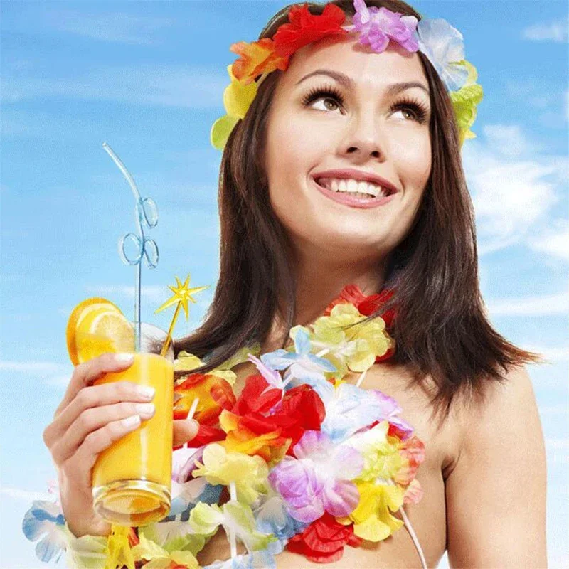 10pcs/set Hawaiian Hawaiian Sunflower Mardi Gras Masquerade Performance Hula Necklace