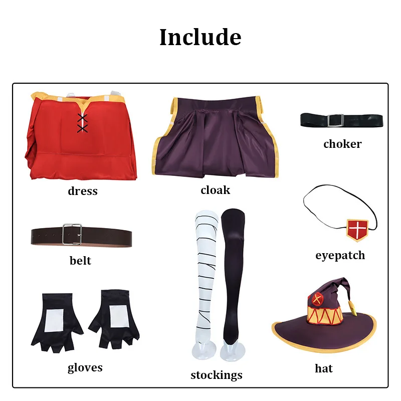 Megumin Cosplay Konosuba bendición de Dios en este maravilloso mundo disfraz sombrero capa mujeres Anime fiesta vestidos de juego de rol trajes