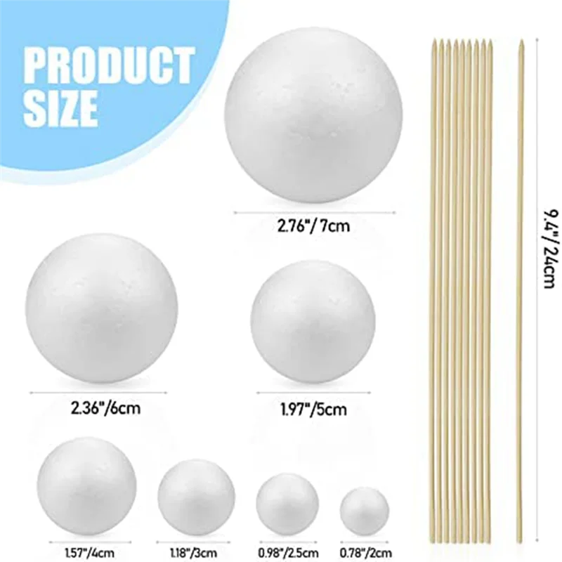 Best Solar System Project Kit, PlanetModel Crafts 14 Mixed Sized Polystyrene Spheres Balls for School Science Projects