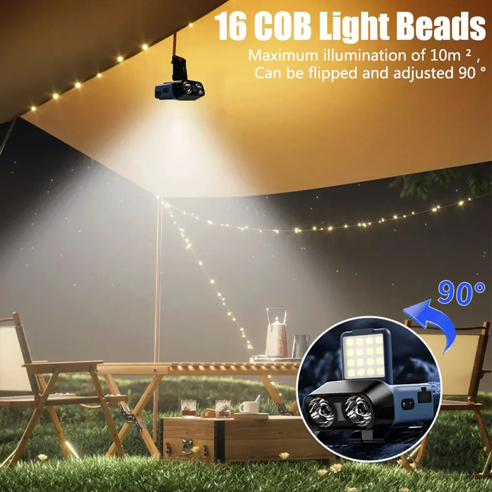 Ultra Bright LED Clip on Cap Light Rechargeable Sensor Headlamp Waterproof Head Torch Flashlight Outdoor Fishing Camping Lamp