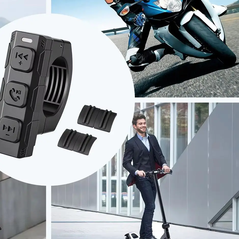 Controle remoto compatível com bluetooth para guidão de motocicleta, fone de ouvido, reprodutor de música, interruptor sem fio para guidão