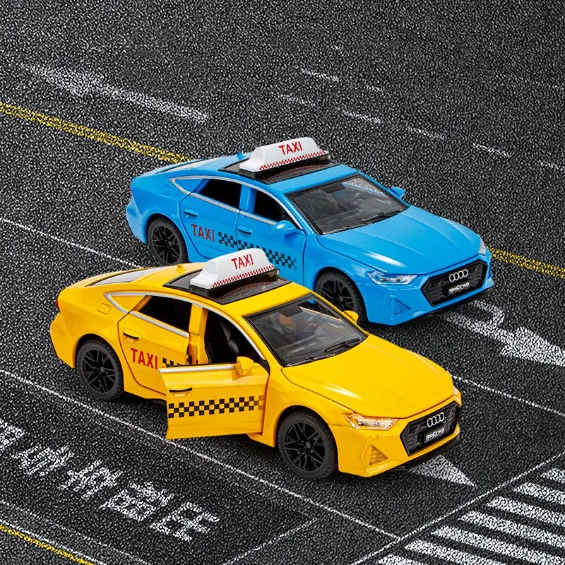 Zerodis Taxi-Modell 1:32 – Hochsimuliertes Pull-Back-Fahrzeug Mit Licht & Sound, Türen Zu öffnen – Ab 3 Jahren